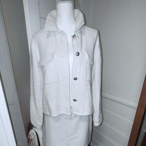Express White Textured button up Jacket